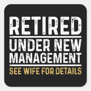 Met Pensioen Onder Nieuw Management Zie Vrouw Voor Vierkante Sticker