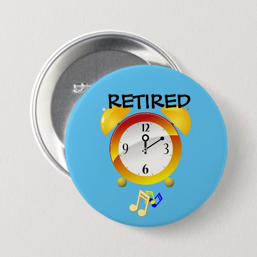Met Pensioen Wekker Ronde Button 7,6 Cm (Voorkant /achterkant)