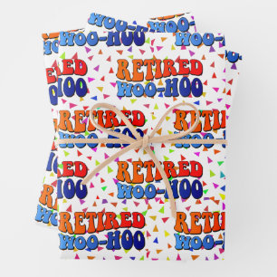 Met Pensioen Woo Hoo Vintage Groovy Tekst Inpakpap Inpakpapier Vel