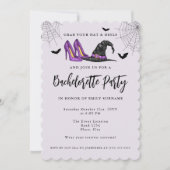 Met Pet en hakken Paarse Halloween Bachelorette Kaart (Voorkant)