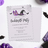 Met Pet en hakken Paarse Halloween Bachelorette Kaart