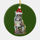Met Pet verlichte kerstmis Keramisch Ornament (Voorkant)