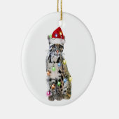 Met Petten kerst op de luiphoed Keramisch Ornament (Rechts)