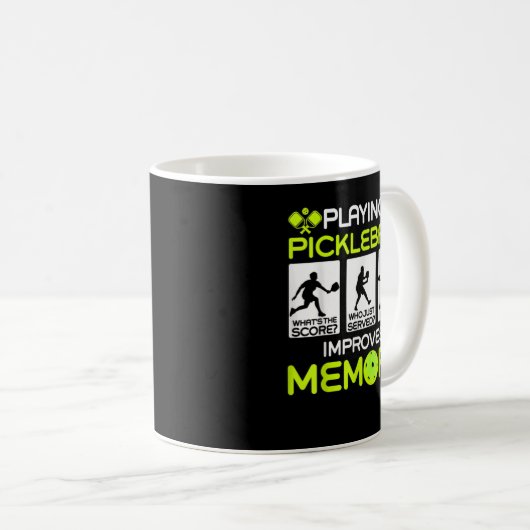 Met Pickleball spelen verbetert u de Memory Dink P Koffiemok (Voorkant rechts)
