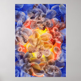 Met prijzen bekroonde handgeschilderde Gouache Blo Poster