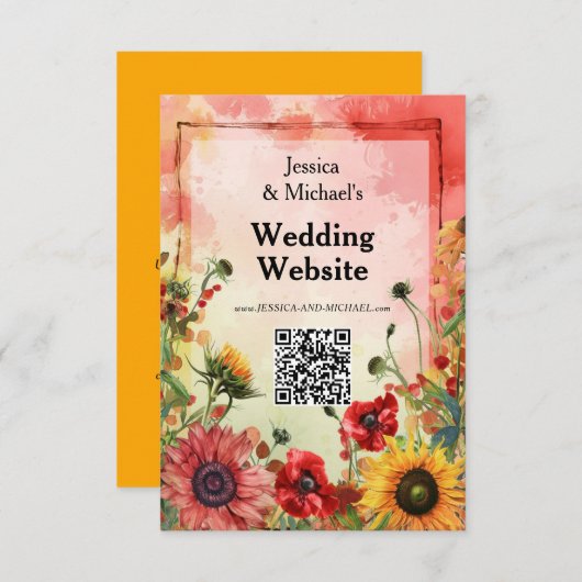🌻Met QR code bruiloft website Informatiekaartje (Voorkant / Achterkant)