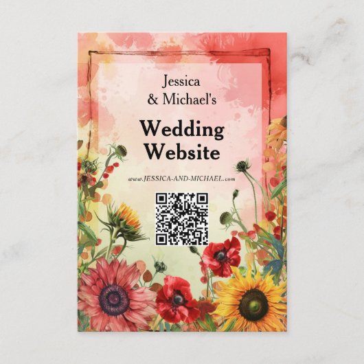 🌻Met QR code bruiloft website Informatiekaartje (Voorkant)
