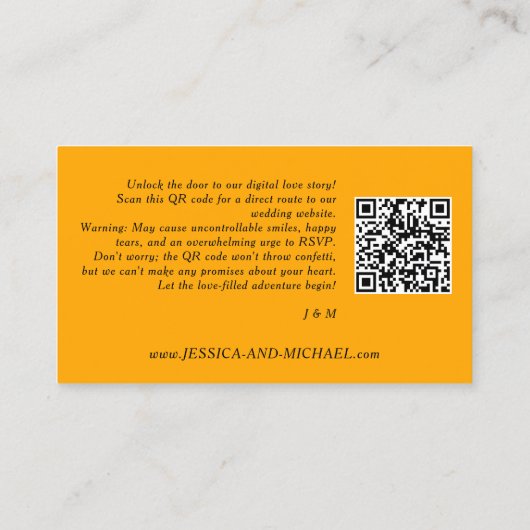 🌻Met QR code bruiloft website Visitekaartje (Achterkant)