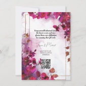 Met QR-code Fuchsia Enchantment: Waterverf Save The Date (Achterkant)
