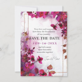 Met QR-code Fuchsia Enchantment: Waterverf Save The Date
