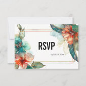 Met QR-code Hibiscus Serenade Paradise RSVP Kaartje (Voorkant)