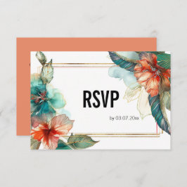 Met QR-code Hibiscus Serenade Paradise RSVP Kaartje