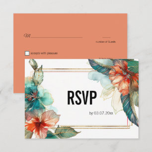 Met QR-code Hibiscus Serenade Paradise RSVP Kaartje