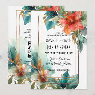 Met QR-code Hibiscus Serenade Paradise Save The Date
