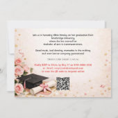 🎓Met QR-code Horizontaal Roze & Gouden Bloemen Kaart (Achterkant)