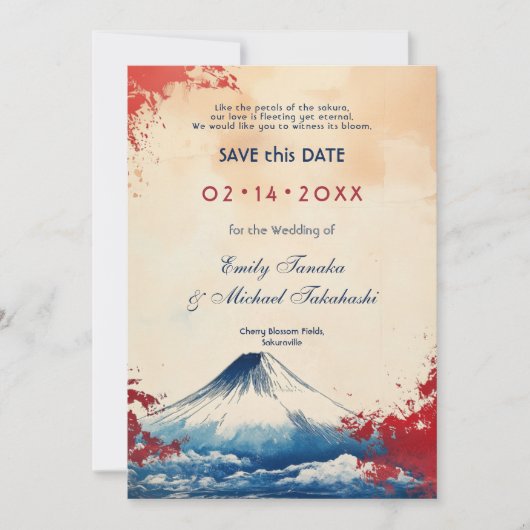 Met QR-code Japanse Harmonie met Fuji Save The Date (Voorkant)