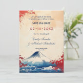 Met QR-code Japanse Harmonie met Fuji Save The Date (Staand voorkant)