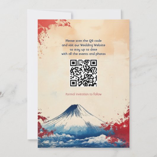 Met QR-code Japanse Harmonie met Fuji Save The Date (Achterkant)