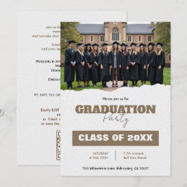 🎓Met QR-code Klas Jaar Foto Afstudeerfeest Uitnod Kaart