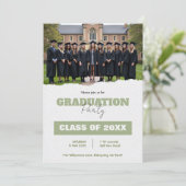 Met QR-code klas jaar foto diploma feest uitnodigi Kaart (Staand voorkant)