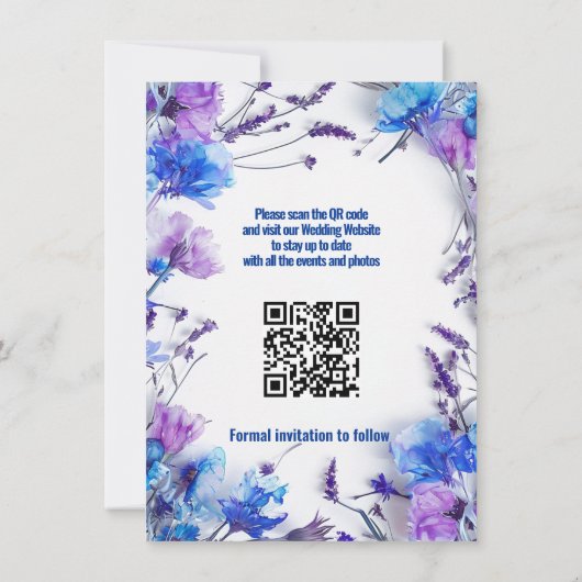 💍 met QR-code Korenbloemen en Lavendel Elegance Save The Date (Achterkant)