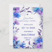 💍 met QR-code Korenbloemen en Lavendel Elegance Save The Date (Voorkant)