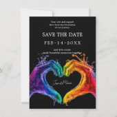 🌈❤️Met QR-code LGBTQ Hart van de Pride-trouwdag Save The Date (Voorkant)