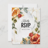 Met QR-code Marble Dreams: Orange Rose Elegance RSVP Kaartje (Voorkant)