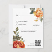Met QR-code Marble Dreams: Orange Rose Elegance RSVP Kaartje (Achterkant)