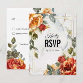 Met QR-code Marble Dreams: Orange Rose Elegance RSVP Kaartje