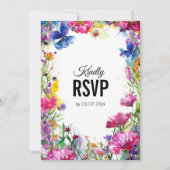 💍 met QR Code Meadow Blooms RSVP-kaart Kaart (Voorkant)