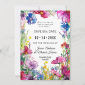 Met QR-code Meadow Blooms Save The Date (Voorkant)