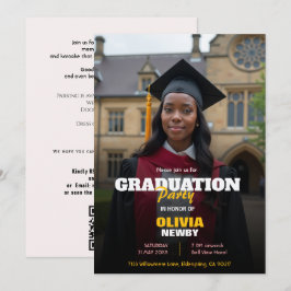 🎓Met QR-code Modern eindexamenfeest Kaart