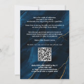 🎓Met QR-code Navy Luxe Marmeren Afstudeerfeestje Kaart (Achterkant)