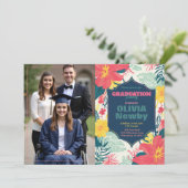🎓Met QR code Tropische Bloei Foto Kaart (Staand voorkant)