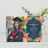 🎓Met QR code Tropische Grad Bloem Kaart (Staand voorkant)