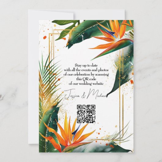 Met QR-code Vogels van het Paradijs Bliss Save The Date (Achterkant)
