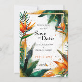 Met QR-code Vogels van het Paradijs Bliss Save The Date (Voorkant)
