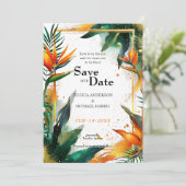 Met QR-code Vogels van het Paradijs Bliss Save The Date (Staand voorkant)