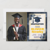 🎓Met QR-code Watercolor Split‑Layout Afstudeercer Kaart (Voorkant)