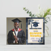 🎓Met QR-code Watercolor Split‑Layout Afstudeercer Kaart (Staand voorkant)