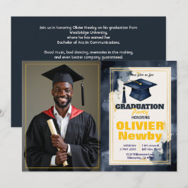 🎓Met QR-code Watercolor Split‑Layout Afstudeercer Kaart