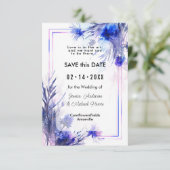 Met QR code💙korenbloem Reverie Save The Date (Staand voorkant)