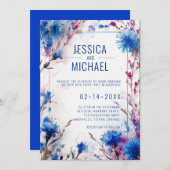 💍 Met QR Cornflowers en Lavendel Bliss bruiloft Kaart (Voorkant / Achterkant)