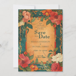 🌹 met QR Roos Romance: Art Nouveau pracht Save The Date