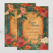🌹 met QR Roos Romance: Art Nouveau pracht Save The Date (Voorkant / Achterkant)