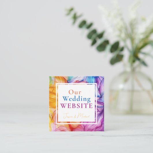 ❤️Met QR + WebSite-adres etherische bloei Informatiekaartje (Staand voorkant)