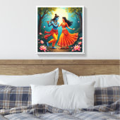 met Radha Krishna spirituele schilderijen 🌺🎶. Canvas Afdruk (Insitu (Slaapkamer))