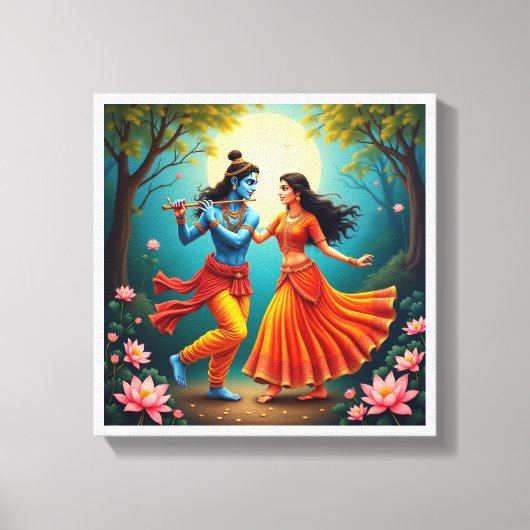 met Radha Krishna spirituele schilderijen 🌺🎶. Canvas Afdruk (Voorkant)