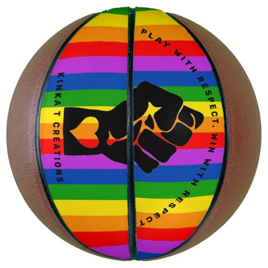 Met respect spelen. Win met respect. Basketball Basketbal (Verticaal)